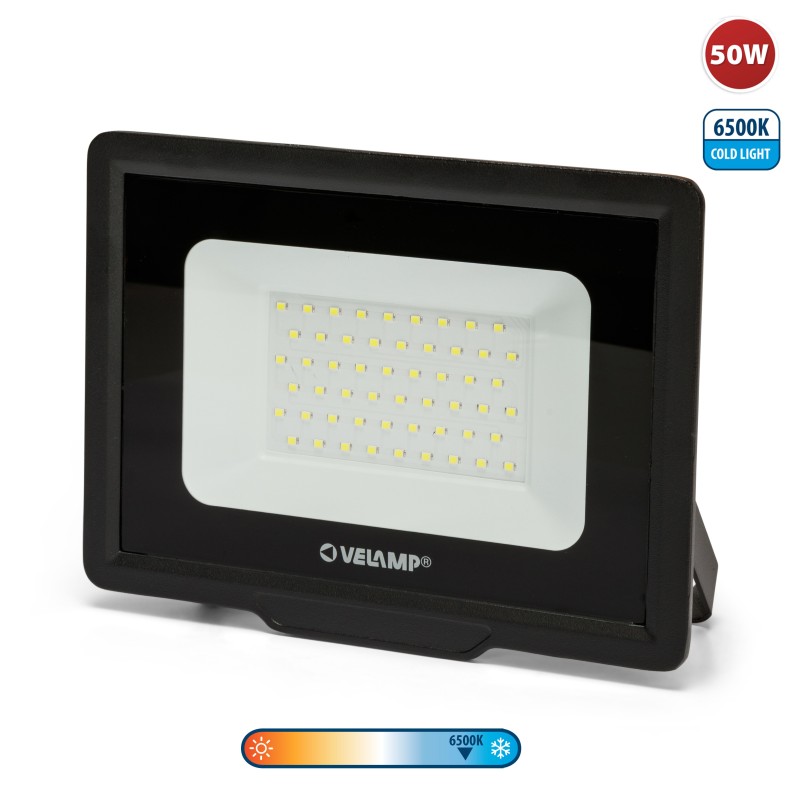 Projecteur LED SMD 50W IP65 noir 6500K PADLIGHT5 - VELAMP - IS760-5-6500K