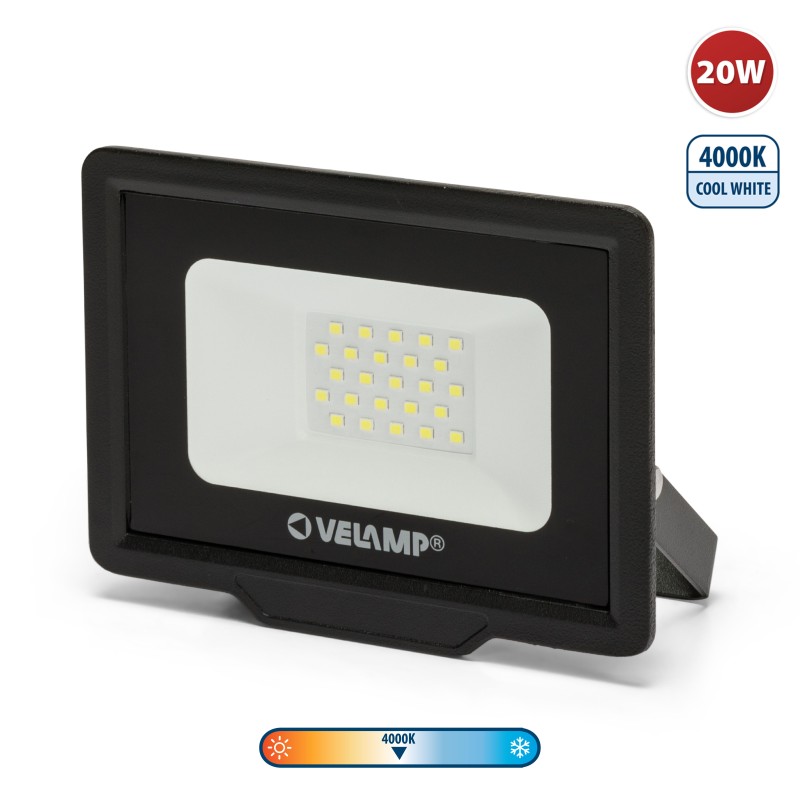 Projecteur LED SMD IP65 20W noir 4000K PADLIGHT5 - VELAMP - IS745-5-4000K