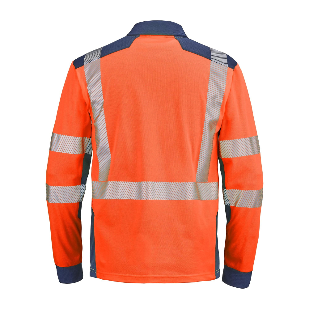 POLO MANCHES LONGUES ORANGE FLUO/BLEU MARINE SAFE XP PONANT CEPOVETT - 22-9T87-404