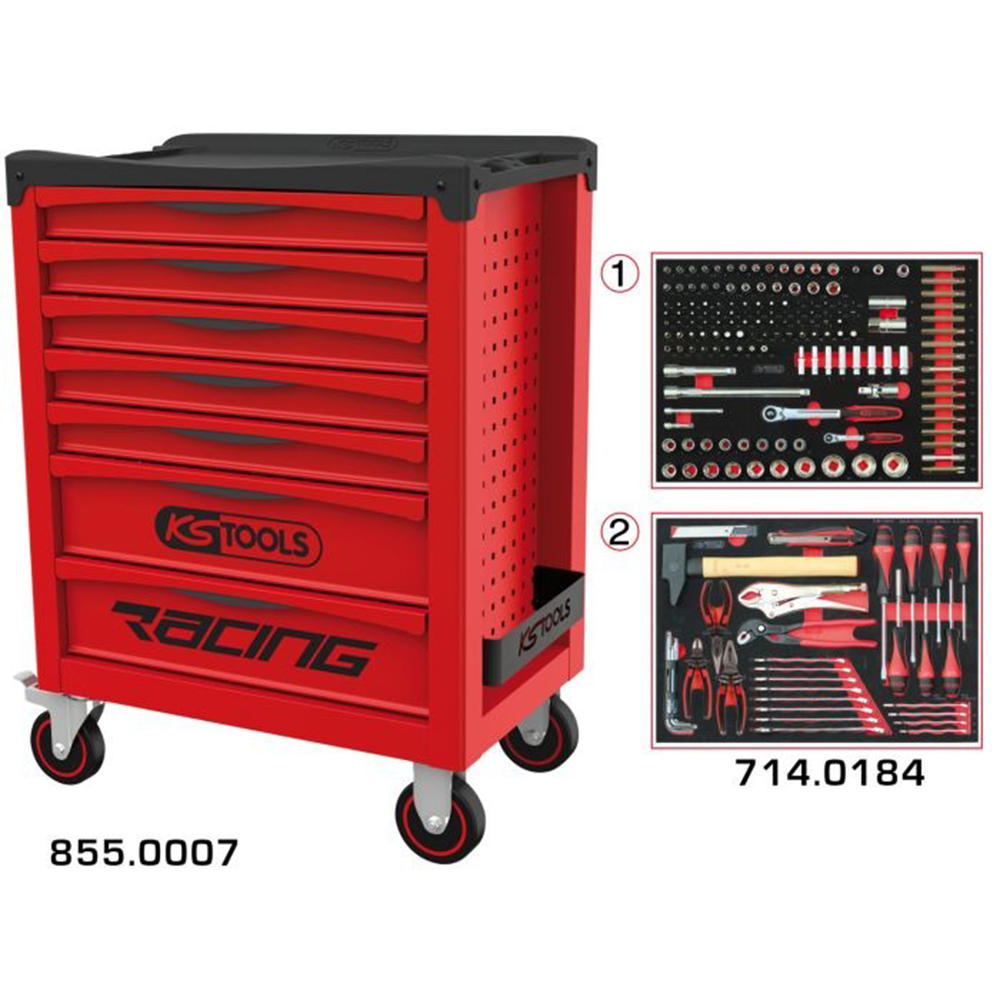 Servante Racing 7 tiroirs équipée de 184 outils KS TOOLS - 855.7184