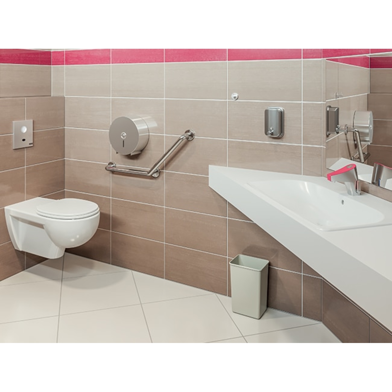Barre relevable ø34 mm 850 mm aluminium blanc ABS antibactérien sans béquille PRESTO - 60812