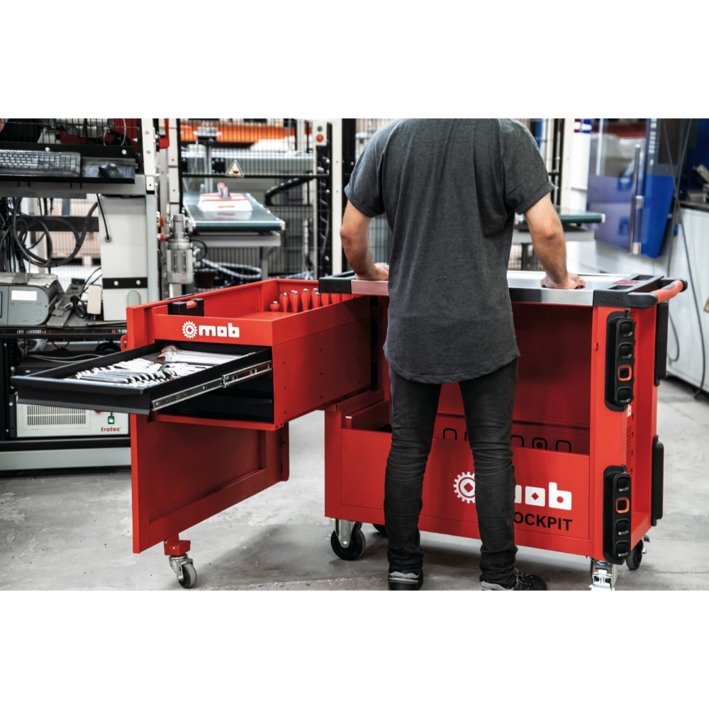 SERVANTE COCKPIT VIDE ROUGE 3 TIROIRS 4 ROUES - MOB OUTILLAGE - 9527000301