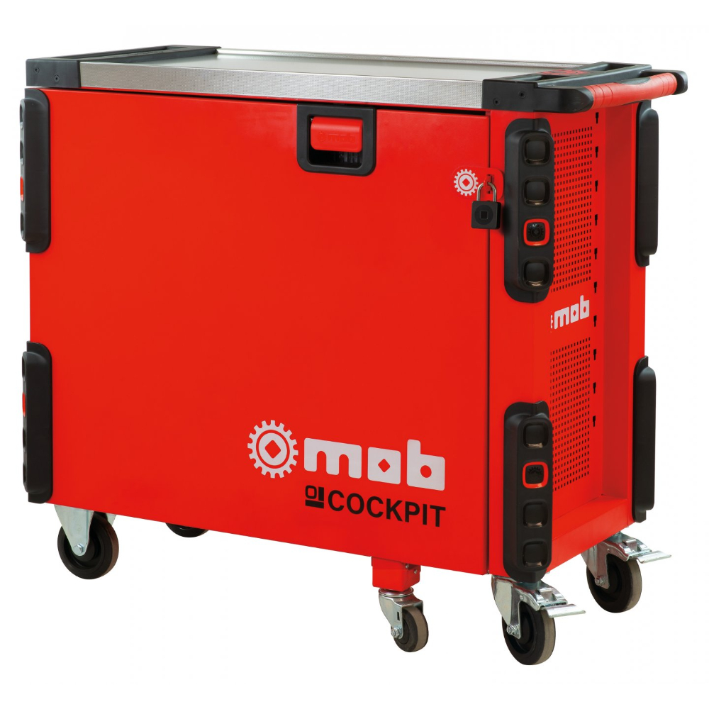 SERVANTE COCKPIT VIDE ROUGE 3 TIROIRS 4 ROUES - MOB OUTILLAGE - 9527000301