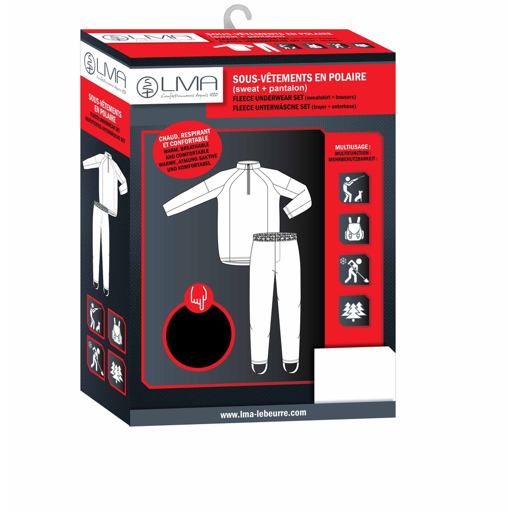 Ensemble de sous vêtements polaire S ICE NOIR - LMA LEBEURRE - 1406-2