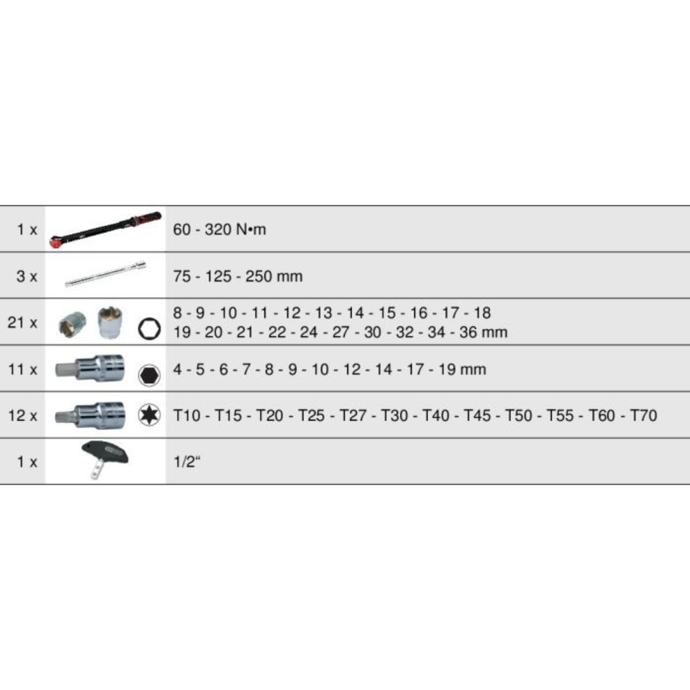 Coffret clé dynamométrique ERGOTORQUEprécision 1/2