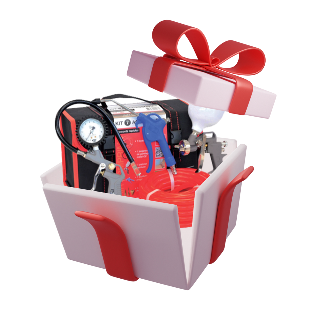 PROMO compresseur silencieux 180 litres 4 CV 8 bar + kit 7 accessoires PRODIF PROSIL4180 