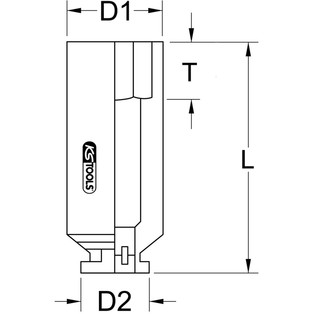 Douille extra longue à chocs 30 mm L400 mm - sur carte KS TOOLS - 515.1192-E