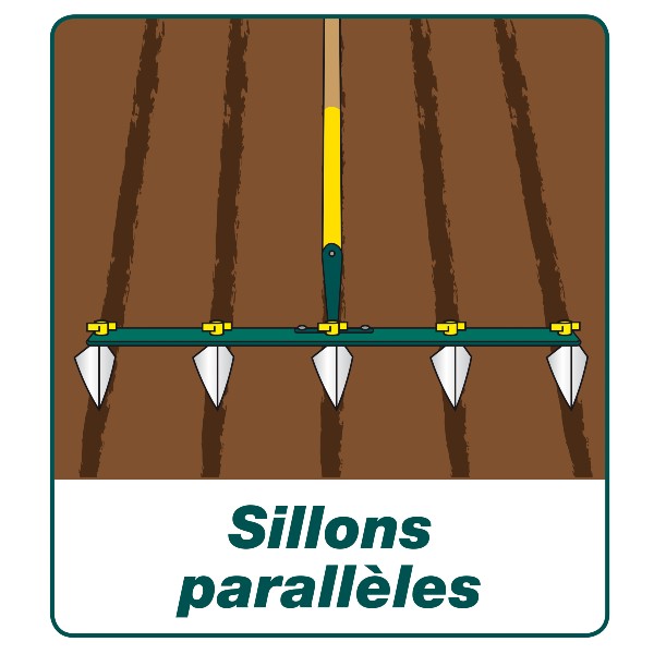 Traceur de rangs 5 dents réglables spécial semis LEBORGNE sans manche naturOvert 460650