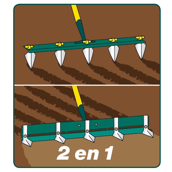 Traceur de rangs 5 dents réglables spécial semis LEBORGNE sans manche naturOvert 460650