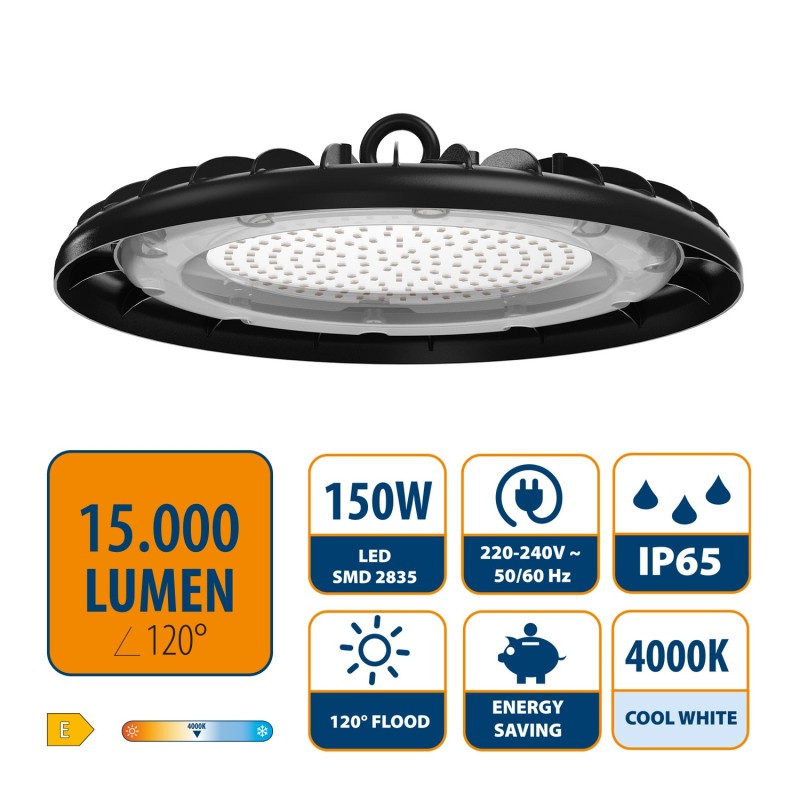 Luminaire LED pour grande hauteur 150W aluminium WELLS - VELAMP - IS790-4000K