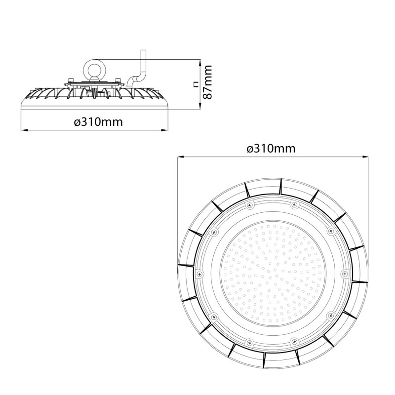 Luminaire LED pour grande hauteur 150W aluminium WELLS - VELAMP - IS790-4000K