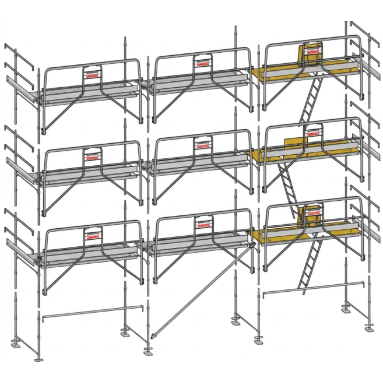 Lot échafaudage 80 m² MAG 42 Structure + planchers + plinthes ALTRAD L42G-080-GSPP