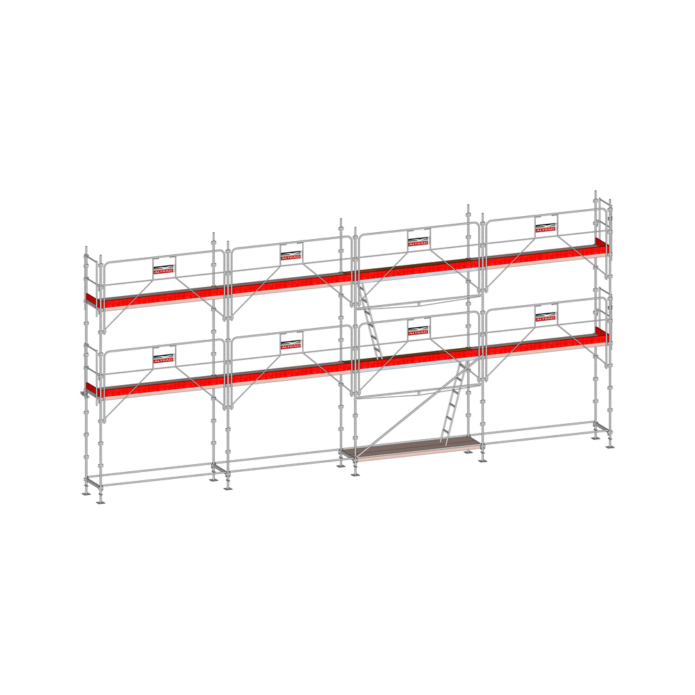 Echafaudage ALTRAD Facadier AERIS 78 m²-Structure longueur 13 m x hauteur de travail 6 m garde corps sécurité au montage - L45P078GSP