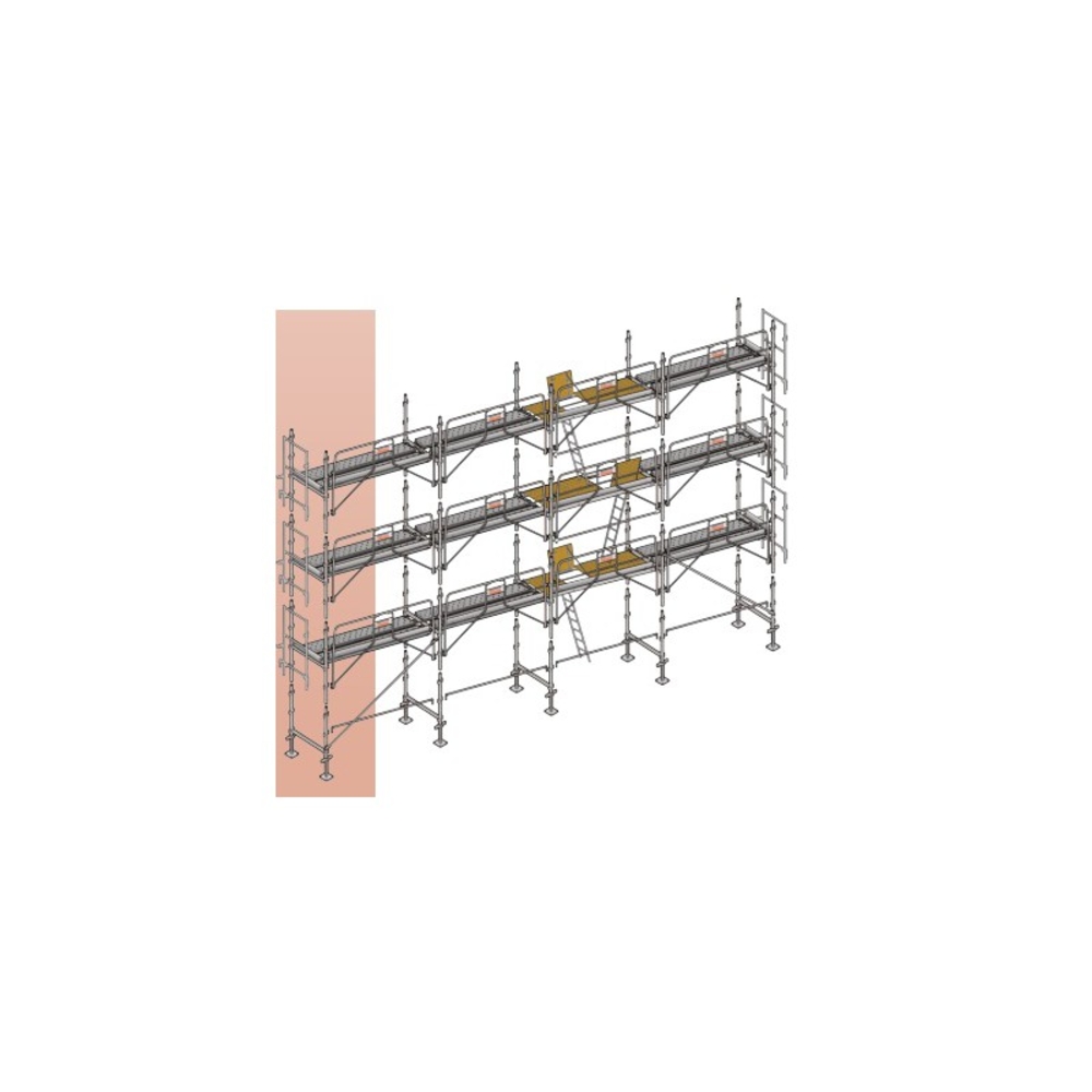 Lot Echafaudage ALTRAD Facadier AERIS 104 m²- Version structure seule + garde corps sécurité au montage - longueur 13 m x hauteur de travail 8 m - L45P104GCSM