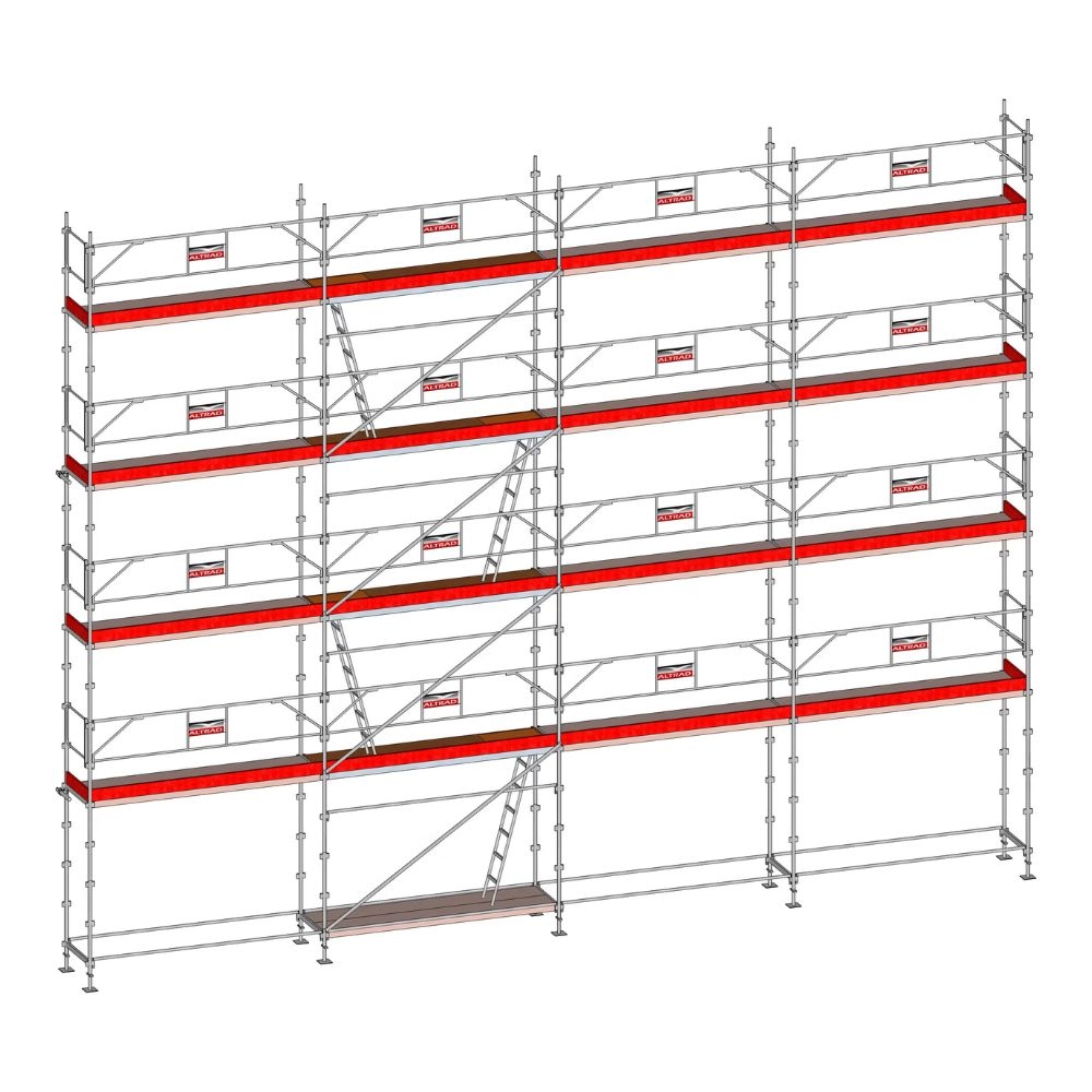 Echafaudage ALTRAD Facadier AERIS 130 m²-Structure longueur 13 m x hauteur de travail 10 m garde corps fixe standard - L45P130GFP