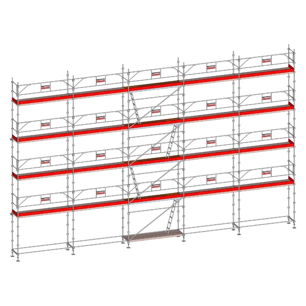 Echafaudage ALTRAD Facadier AERIS 160 m²-Structure longueur 16 m x hauteur de travail 10 m avec garde corps fixe standard- L45P160GF