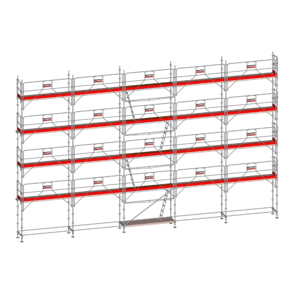 Echafaudage ALTRAD Facadier AERIS 160 m²-Structure longueur 16 m x hauteur de travail 10 m garde de corps sécurité au montage - L45P160GSP