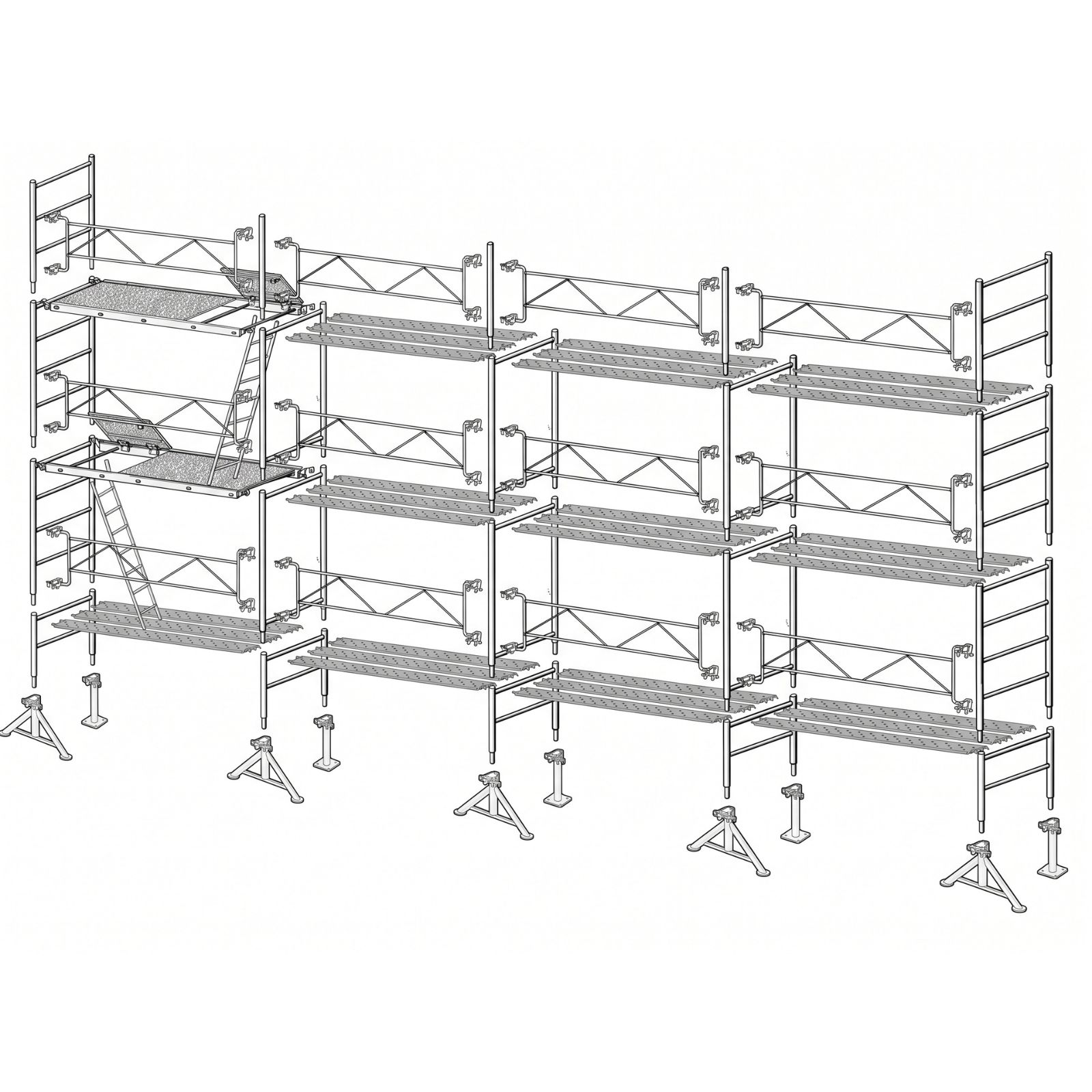 Lot échafaudage 91 m² VITO 49 structure + planchers + plinthes ALTRAD L49-091-GFP
