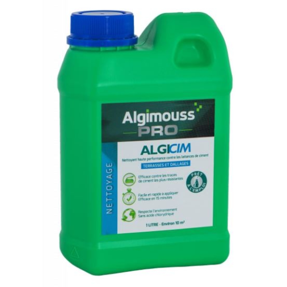 ALGICIM - 1 LITRE - Nettoyant voiles de ciment pour dallages et carrelages ALGIMOUSS - 006001