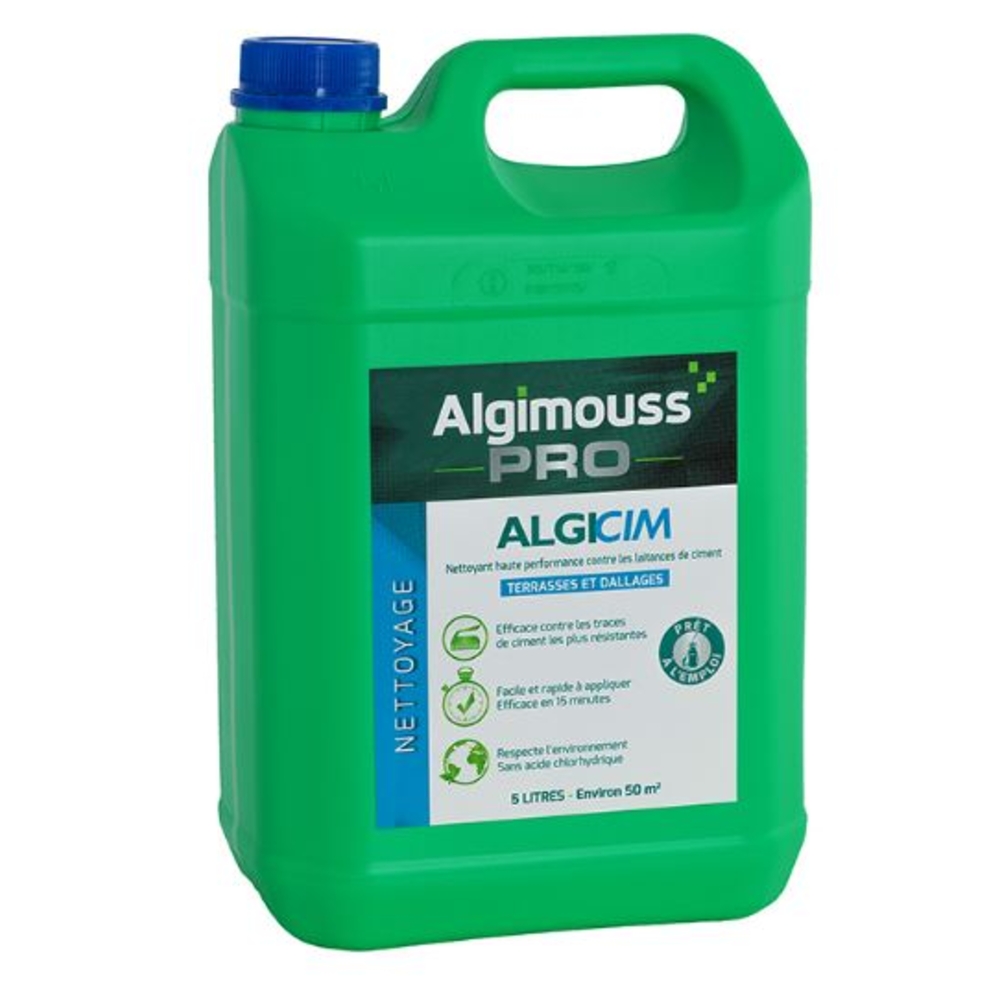 ALGICIM - 5 LITRES - Nettoyant voiles de ciment pour dallages et carrelages ALGIMOUSS - 006002