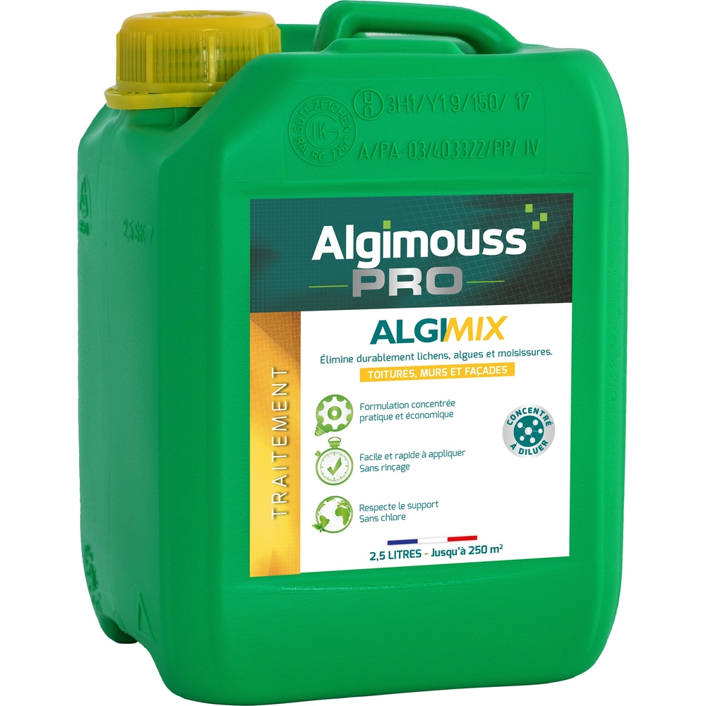 ALGIMIX 2,5L traitement toiture, mur et façade ALGIMOUSS concentré à diluer 014006