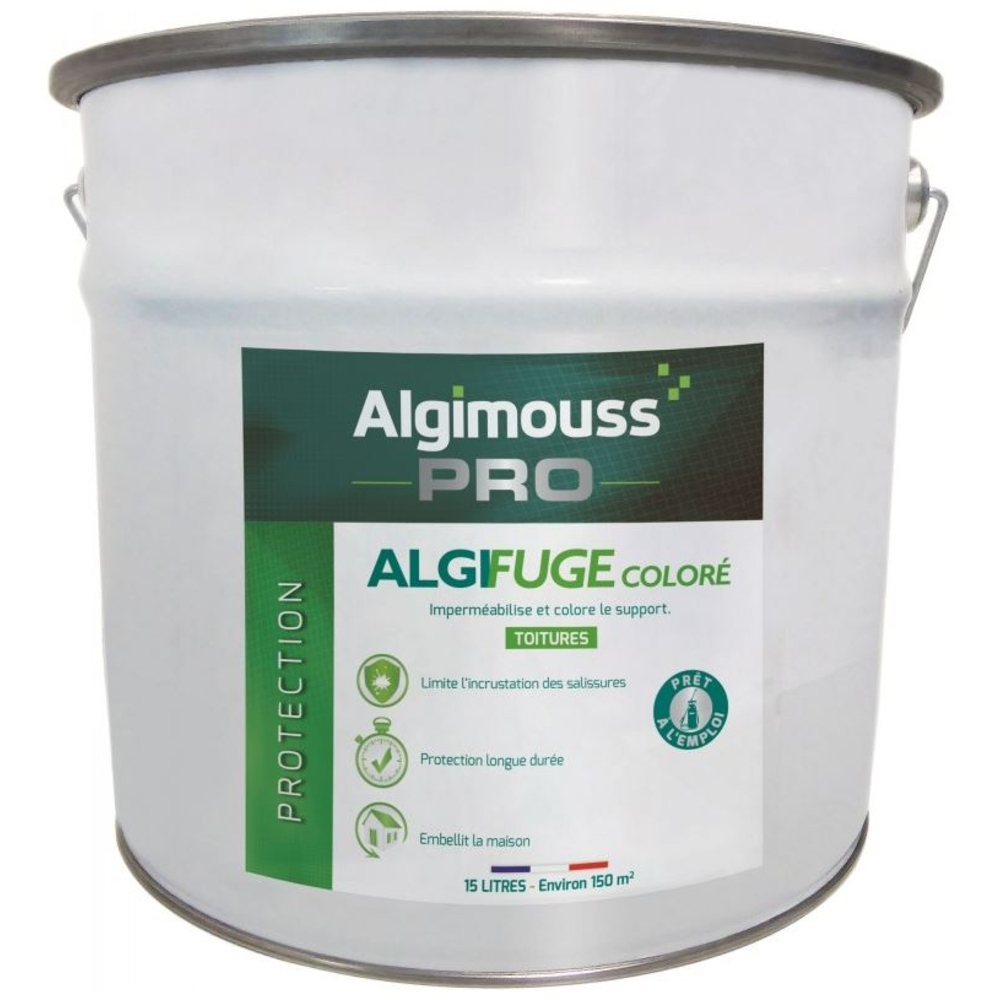 ALGIFUGE COLORE Noir ardoise 15 L - Imperméabilisant et rénovant pour toitures ALGIMOUSS - 027004