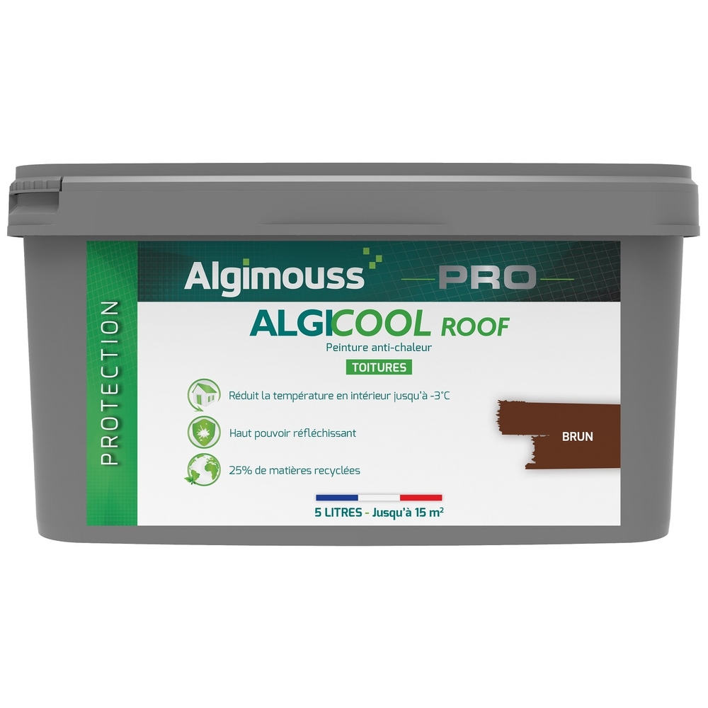 Peinture anti-chaleur réflective toiture 5L Brun Ral 8011 - ALGIMOUSS - 029005