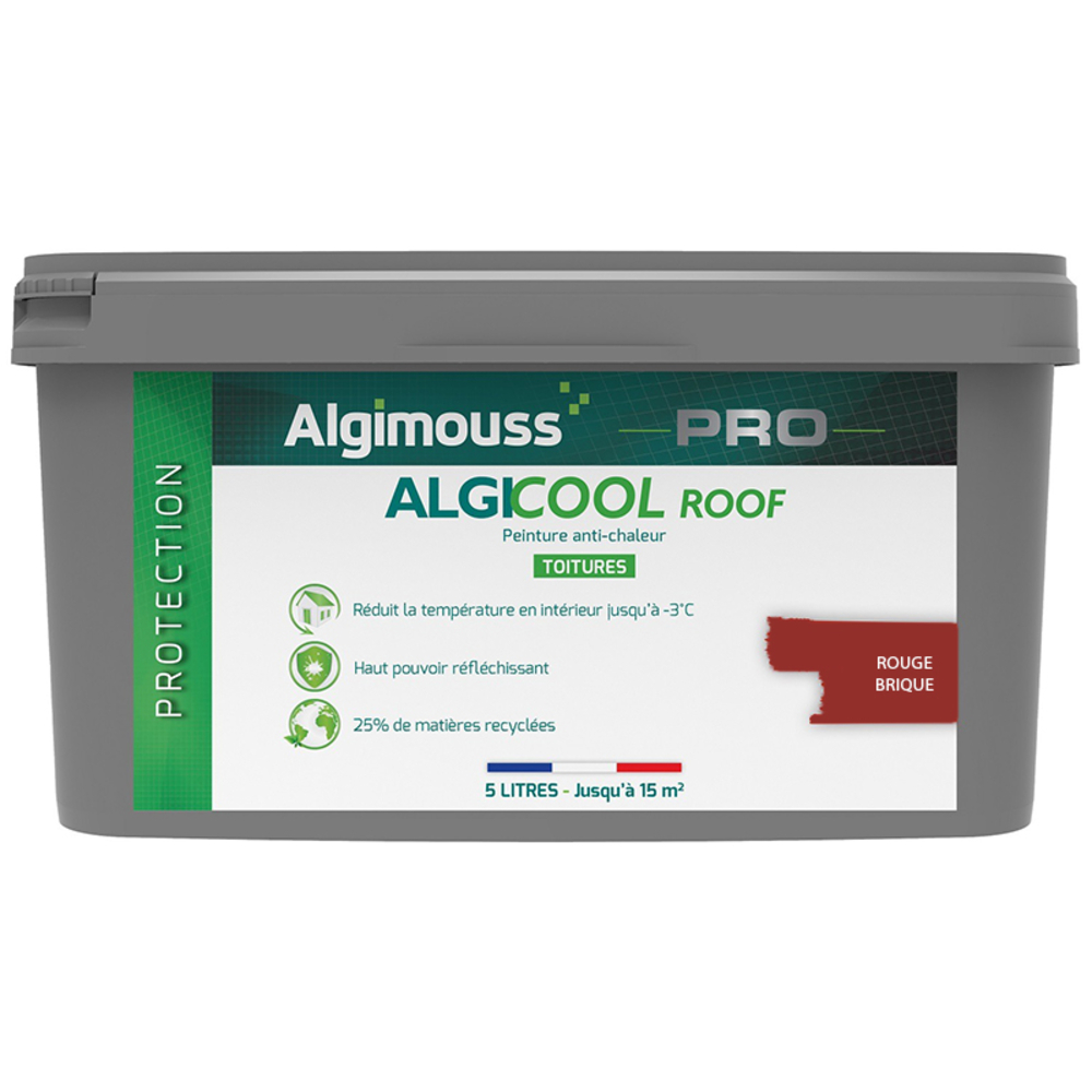 Peinture anti-chaleur réflective toiture 5L Rouge brique Ral 3013 - ALGIMOUSS - 029009