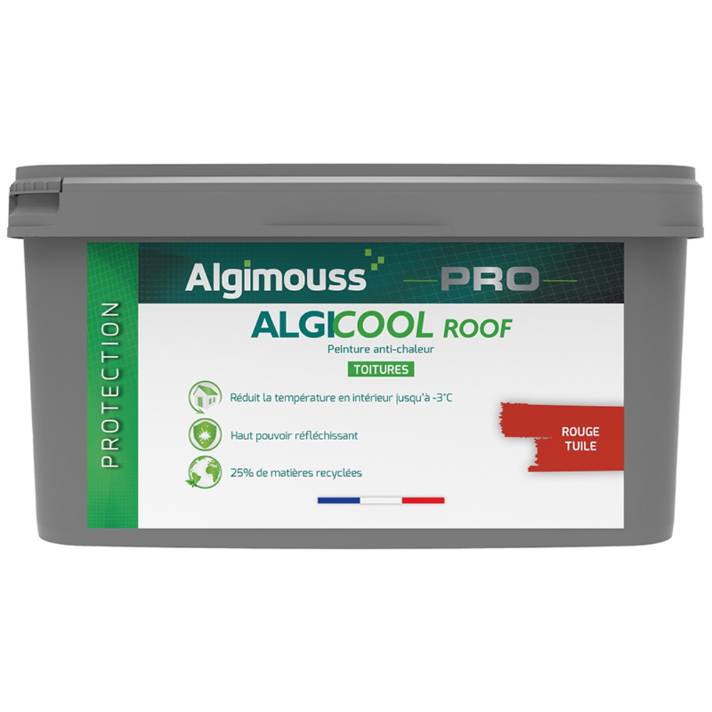 Peinture anti-chaleur réflective toiture 15L Rouge tuile Ral 3016 - ALGIMOUSS - 029012
