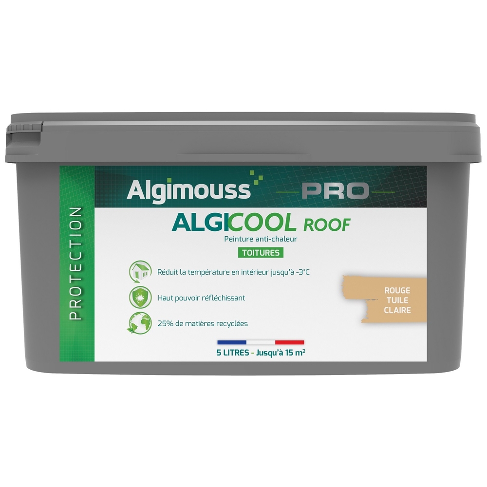 Peinture anti-chaleur réflective toiture 5L Rouge tuile claire Ral 1001 - ALGIMOUSS - 029013