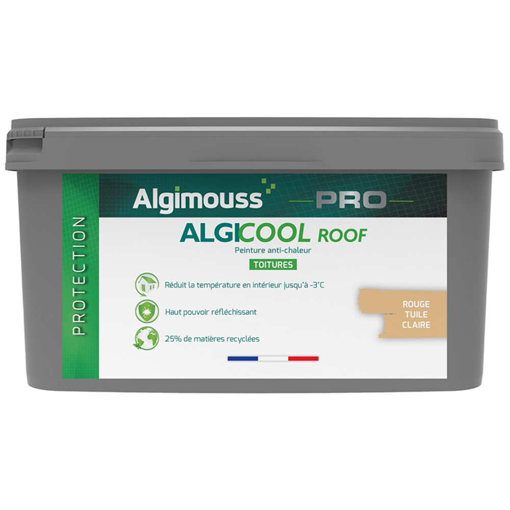 Peinture anti-chaleur réflective toiture 15L Rouge tuile claire Ral 1001 - ALGIMOUSS - 029014