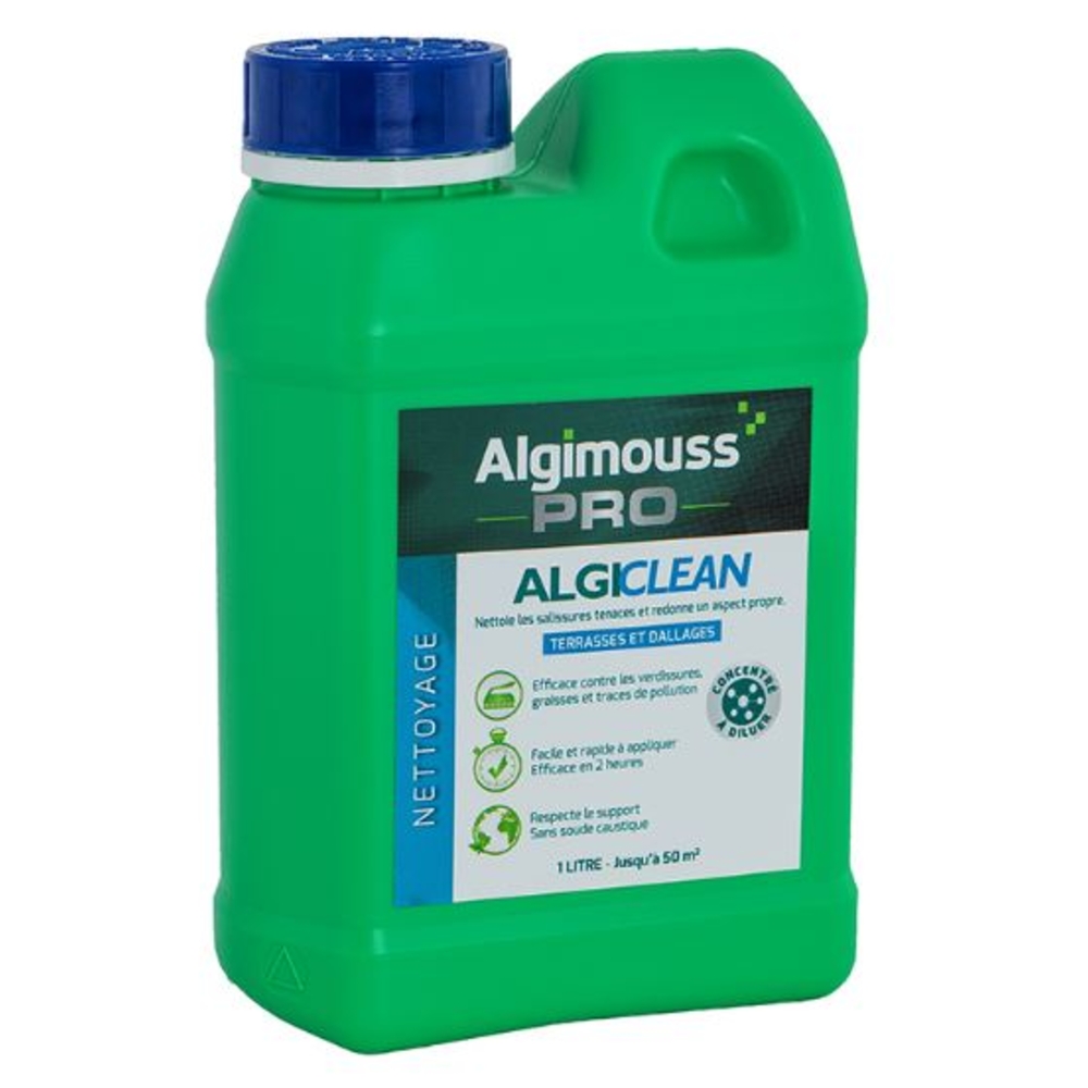 ALGICLEAN - 1 LITRE - Nettoyant et dégraissant dallages et sols ciment - concentré à diluer - 046001