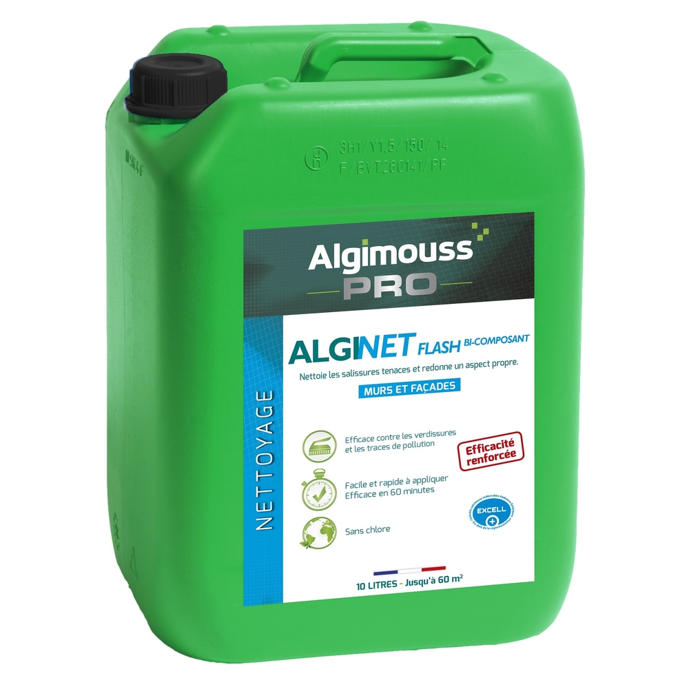 ALGINET FLASH 10 LITRES BI-COMPOSANT - Nettoyant décrassant façades ALGIMOUSS - 097001