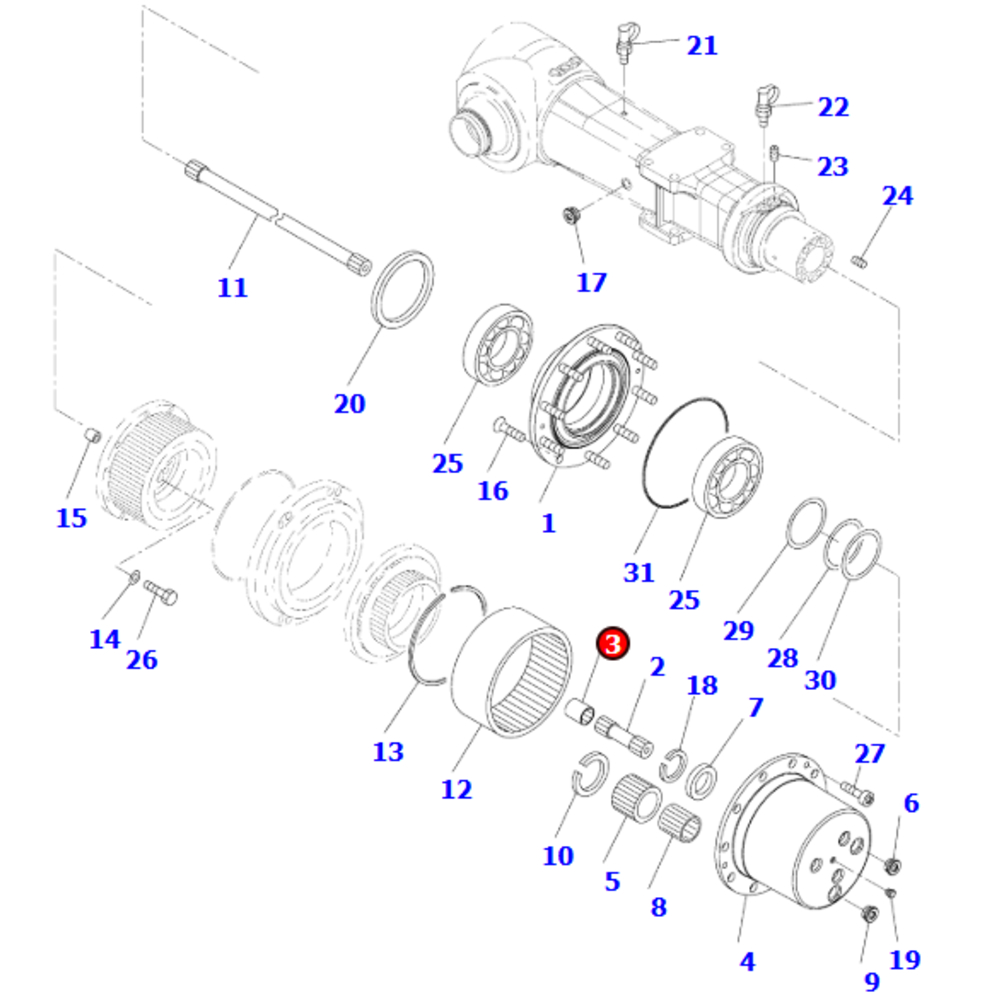 MANCHON PONT ARRIERE - KOMATSU - 20G-22-31140
