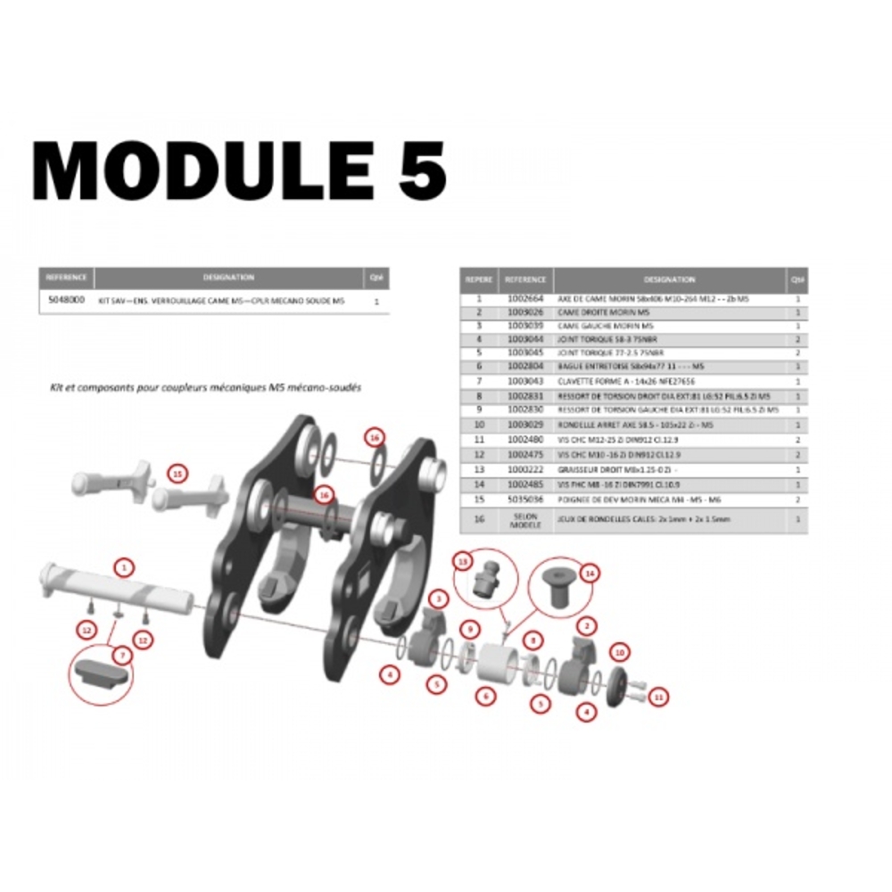 KIT SAV ENS. VERROUILLAGE CAME M5 - CPLR MSO MECA M5 - ACB - 5048000