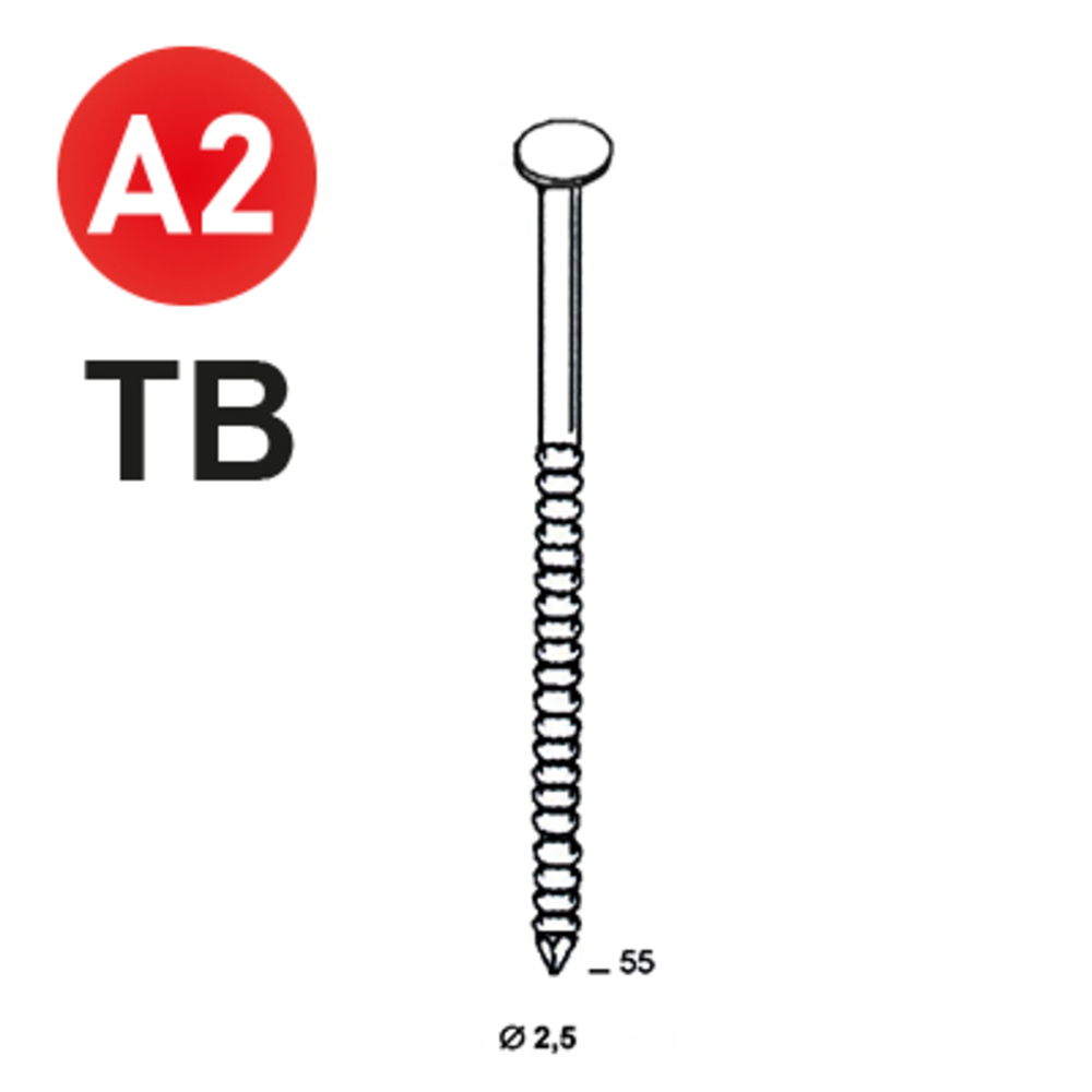 6000 COILS S 23X55 ANNELÉ INOX A2 TB - ALSAFIX - 16S23558A2