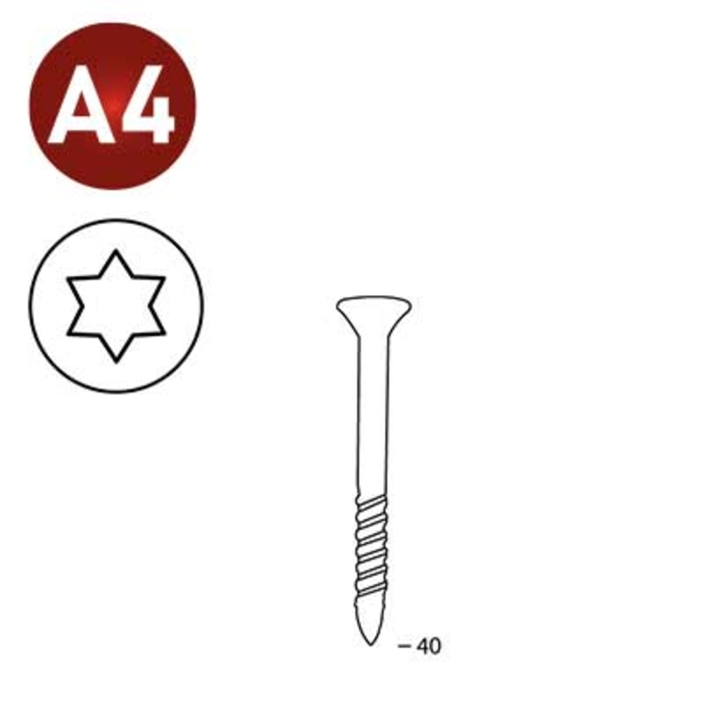 2000 SCRAIL 25/28 X40 INOX A4 TX15 - ALSAFIX - 16S25409TX