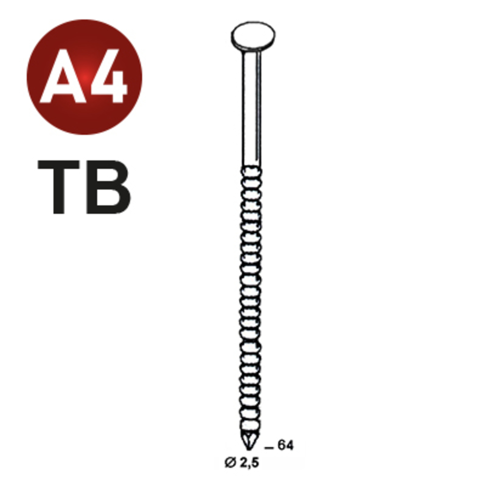 4200 COILS S 25X64 ANNELÉ INOX A4 TB - ALSAFIX - 16S25648