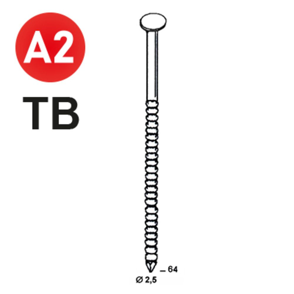4200 COILS S 25X64 ANNELÉ INOX A2 TB - ALSAFIX - 16S25648A2
