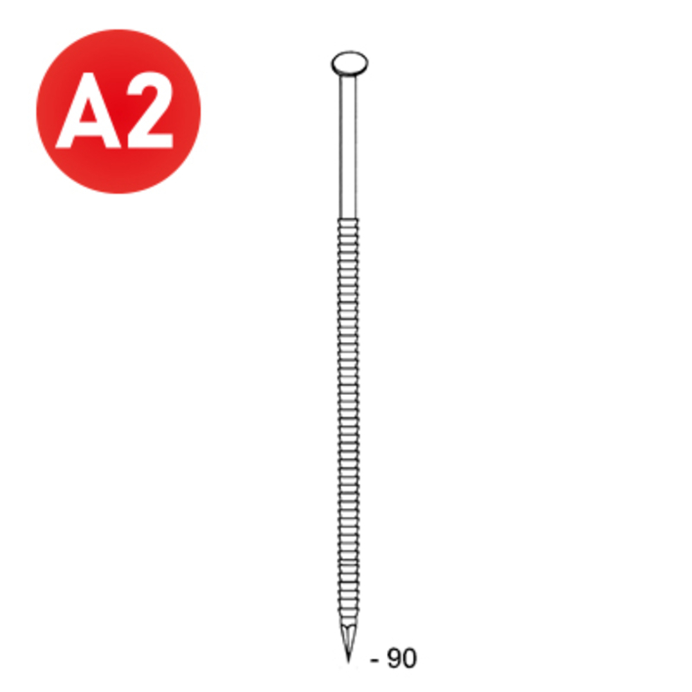 2200 POINTES 34° 31 X 90 ANNELÉES INOX - ALSAFIX - 34310909
