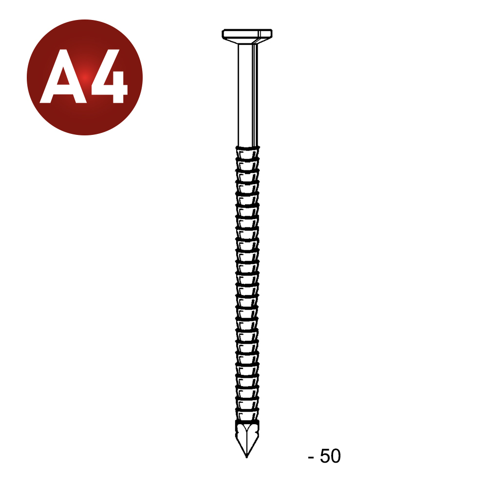 Pointe tête plate annelée inox 28/31X50 - 5 KG - ALSAFIX - 5P280509