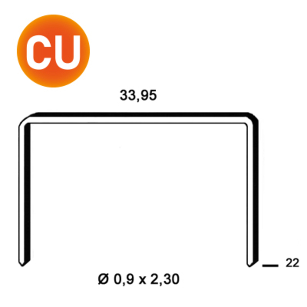 1500 AGRAFES BM-22 CUIVRÉES - ALSAFIX - 6BM221