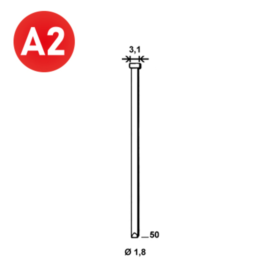 2500 Pointes fines BRADS DA-50 MM INOX - ALSAFIX - 6DA509