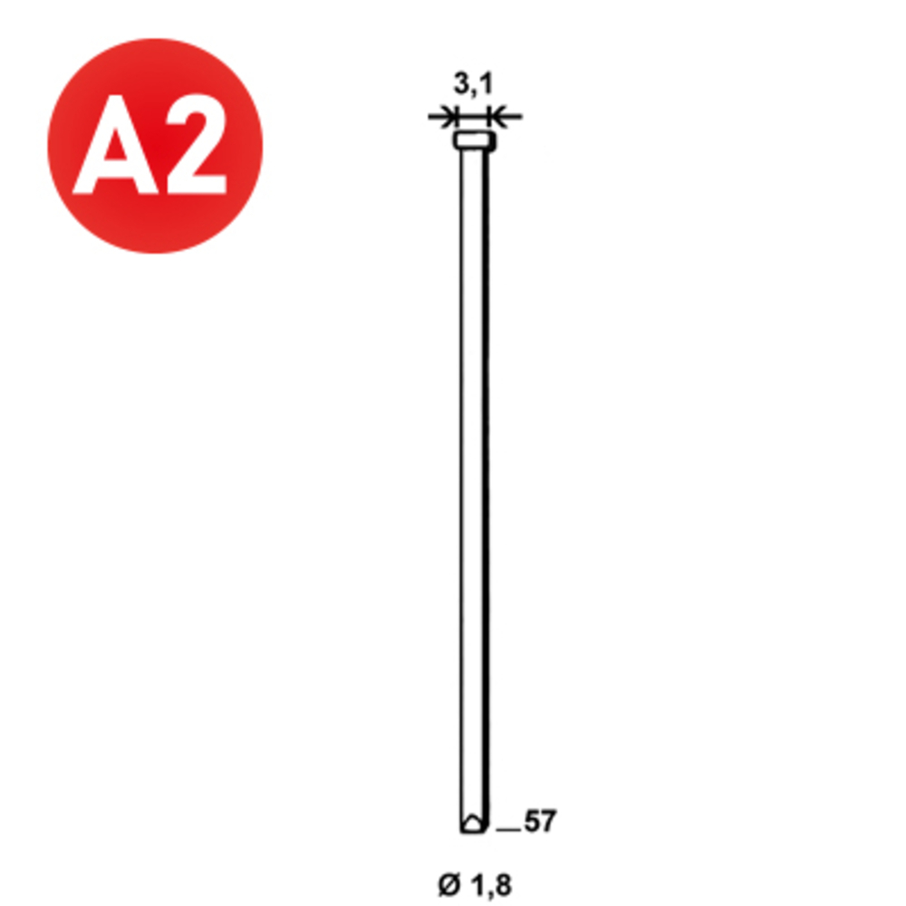 5000 Pointes fines BRADS DA-57 MM INOX - ALSAFIX - 6DA579