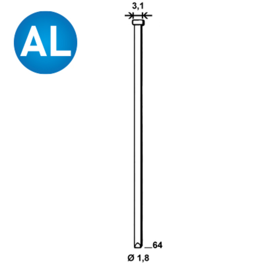3780 Pointes fines BRADS DA-64 MM ALUMINIUM - ALSAFIX - 6DA648