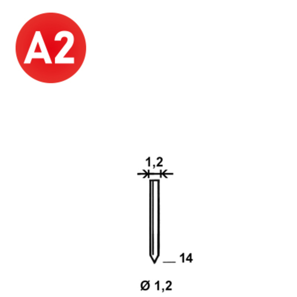 7000 POINTES SANS TÊTE GA-14 MM INOX - ALSAFIX - 6GA149