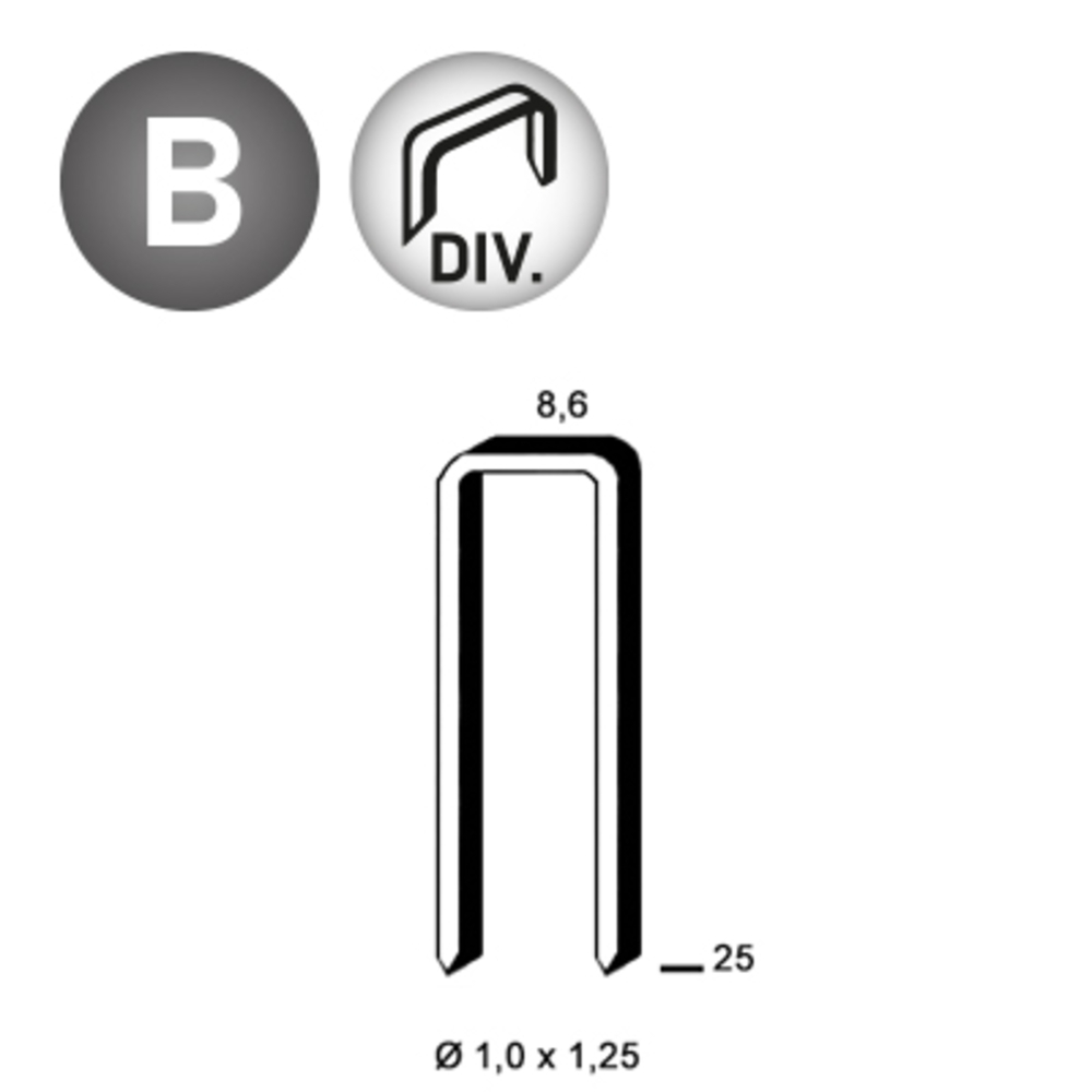 3100 AGRAFES H-25 DIVERGENTE - ALSAFIX - 6H-251D