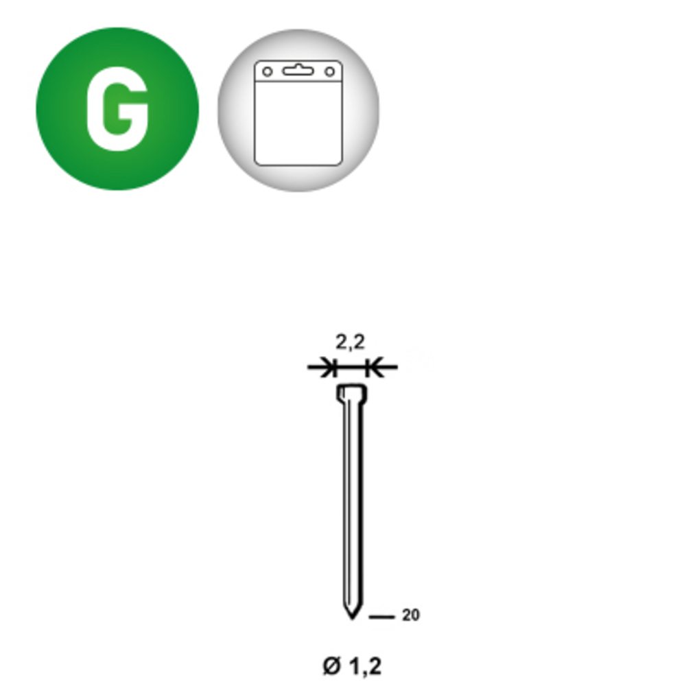 Pointes fines MINIBRADS J-19 GALVA BLISTER 1200 - ALSAFIX - 6J-191BL