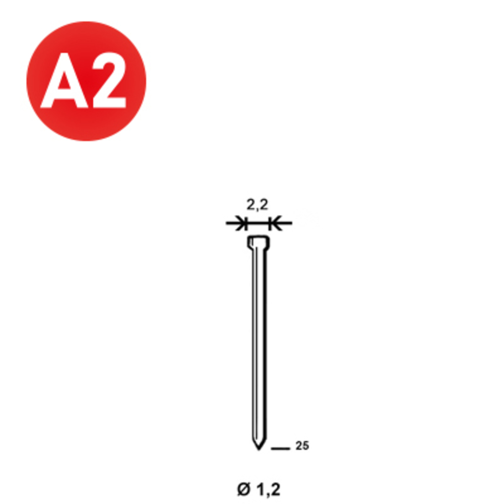 2000 Pointes fines MINIBRADS J-25 INOX - ALSAFIX - 6J-259