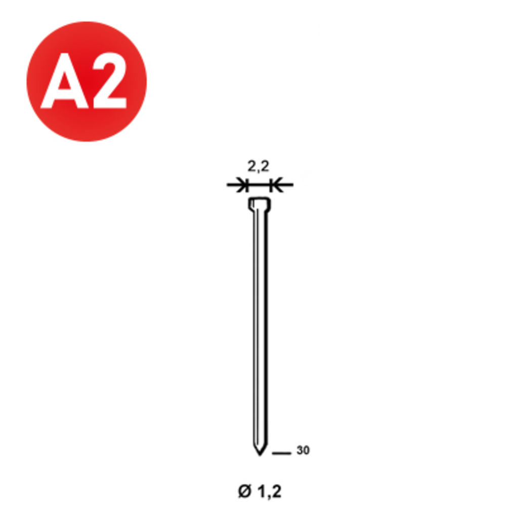 2000 Pointes fines MINIBRADS J-30 INOX - ALSAFIX - 6J-309